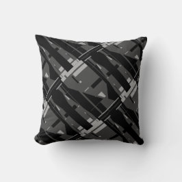 Cojín Decorativo Mosaico diagonal negro de carbón gris mediterráneo