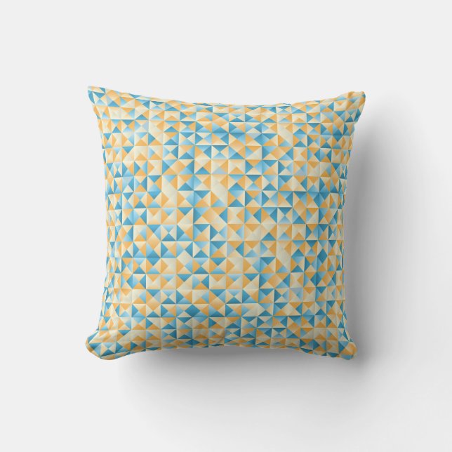 Cojín Decorativo Mosaico en azul y naranja (Anverso)