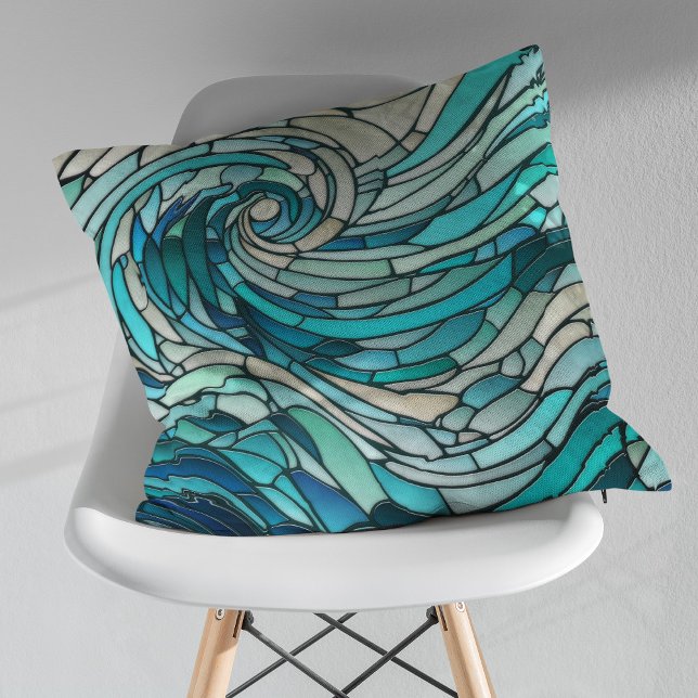Cojín Decorativo Mosaico espiral de olas oceánicas (Subido por el creador)