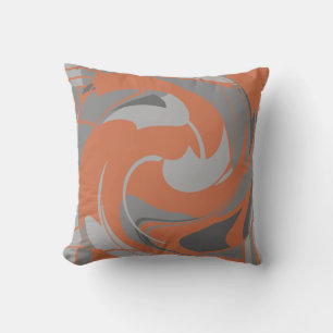 Cojín Decorativo Mosaico Floral Abstracto Gris Carbón Naranja Quema