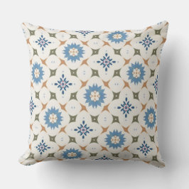 Cojín Decorativo Mosaico Floral Azul Clásico