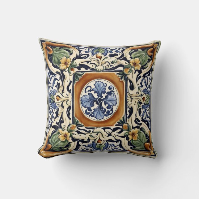 Cojín Decorativo Mosaico, Floral, mallica, estilo italiano (Anverso)