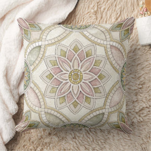 Cojín Decorativo Mosaico Floral Opalescente Pastel - Mandala