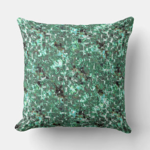 Cojín Decorativo Mosaico forestal a cuadros en verde menta, rugosid