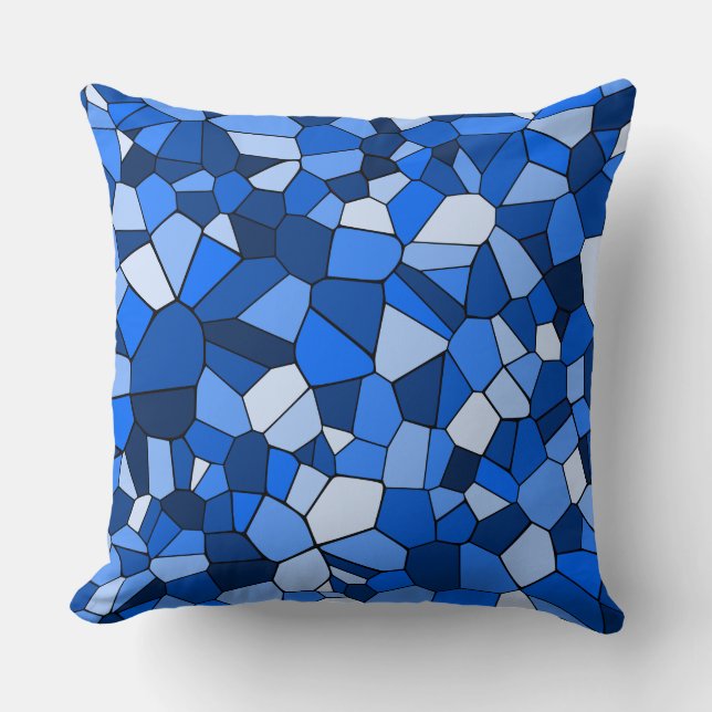 Cojín Decorativo Mosaico geométrico azul moderno (Anverso)