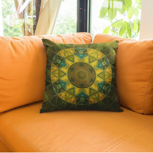 Cojín Decorativo Mosaico Kaleidoscope Flor Amarillo y Verde