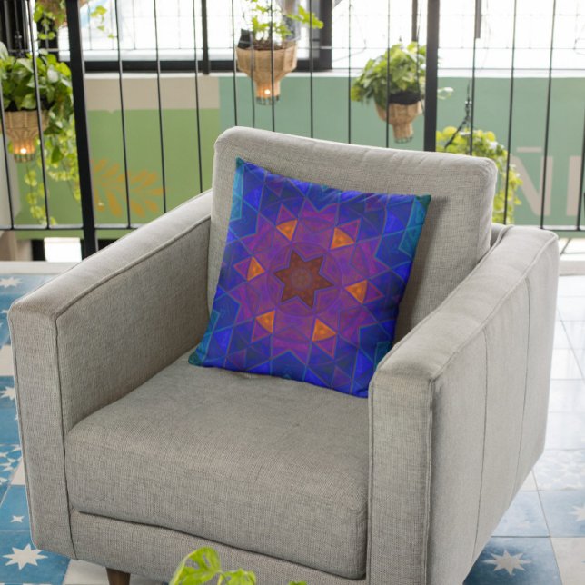 Cojín Decorativo Mosaico Kaleidoscope Flor rosa azul y amarillo (Subido por el creador)