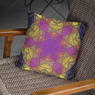 Cojín Decorativo Mosaico Kaleidoscope Flor rosa y amarillo