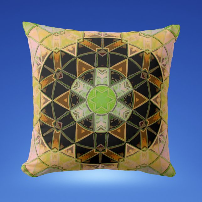 Cojín Decorativo Mosaico Mandala Flor Amarillo Verde y Negro (Subido por el creador)