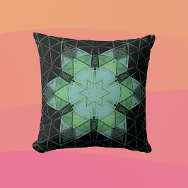 Cojín Decorativo Mosaico Mandala Flor Azul Verde y Negro