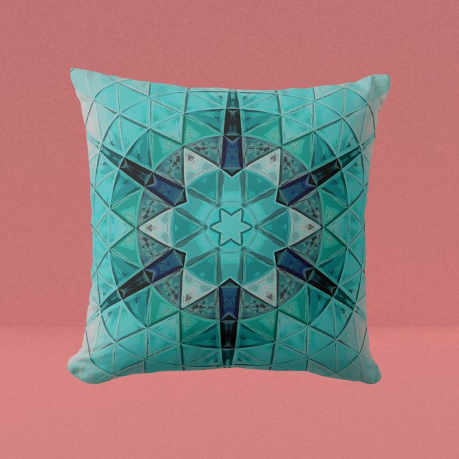 Cojín Decorativo Mosaico Mandala Flor azul y blanco (Subido por el creador)