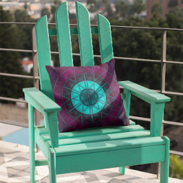 Cojín Decorativo Mosaico Mandala Flor Azul y Púrpura