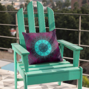 Cojín Decorativo Mosaico Mandala Flor Azul y Púrpura