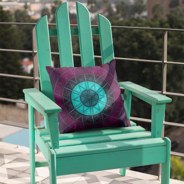 Cojín Decorativo Mosaico Mandala Flor Azul y Púrpura (Subido por el creador)