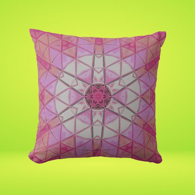 Cojín Decorativo Mosaico Mandala Flor rosa y blanco (Subido por el creador)