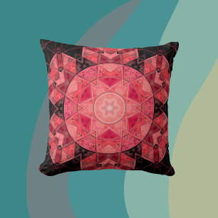 Cojín Decorativo Mosaico Mandala Flor rosa y negro