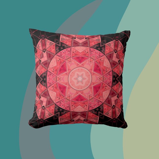 Cojín Decorativo Mosaico Mandala Flor rosa y negro (Subido por el creador)