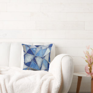 Cojín Decorativo mosaico plateado azul 1