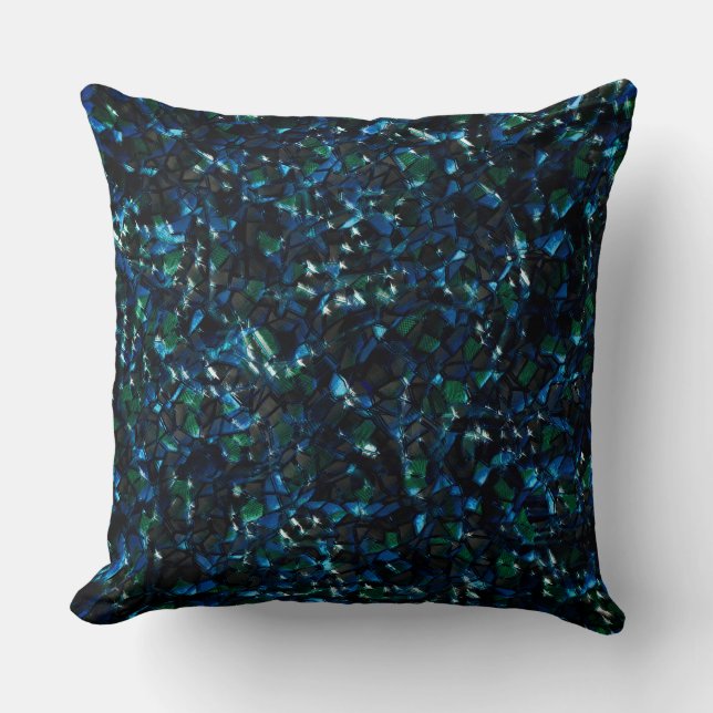 Cojín Decorativo Mosaico raro sobre fondo oscuro y brillo nebuloso (Anverso)