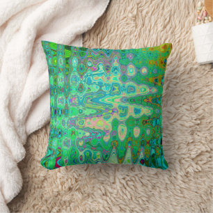 Cojín Decorativo Mosaico Retro Ondulado Verde Colorido Abstracto