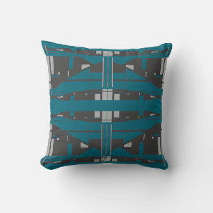 Cojín Decorativo Mosaico Turquesa de Carbón Gris