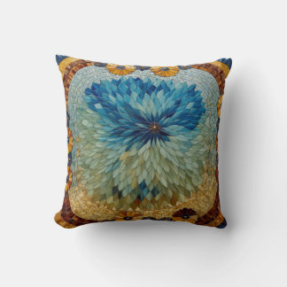 Cojín Decorativo Mosaico Verde Azul Floral