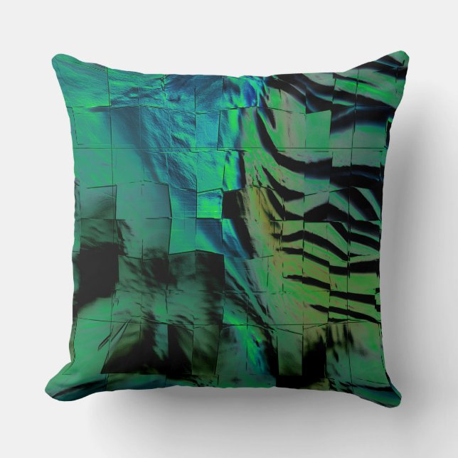 Cojín Decorativo Mosaico verde cromado quemado dibujo ligeramente t (Anverso)