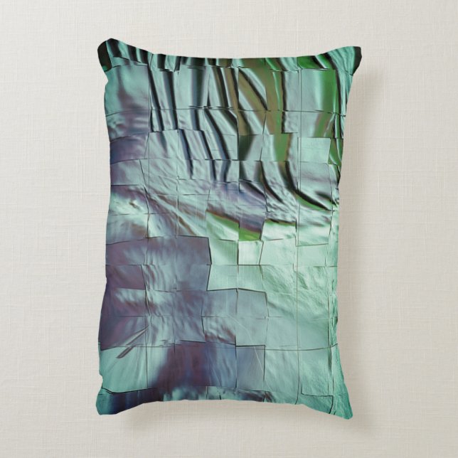 Cojín Decorativo Mosaico verde grisáceo con suave esculpido y satin (Atrás (Vertical))