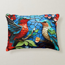 Cojín Decorativo Mosaicos de Cute Colorful Hummingbird