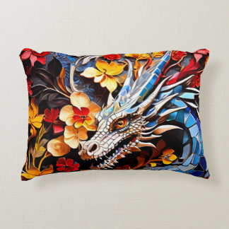 Cojín Decorativo Mosaicos del Dragón de colores