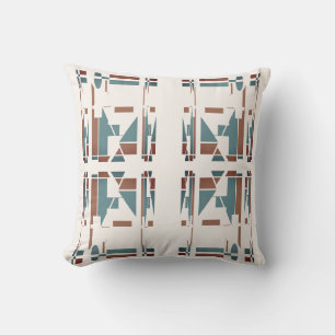 Cojín Decorativo Mosaicos grandes azul teal blanco sudoeste