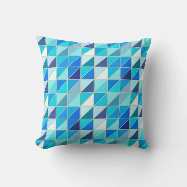 Cojín Decorativo Mosaicos - Tonos azules y blancos (Anverso)
