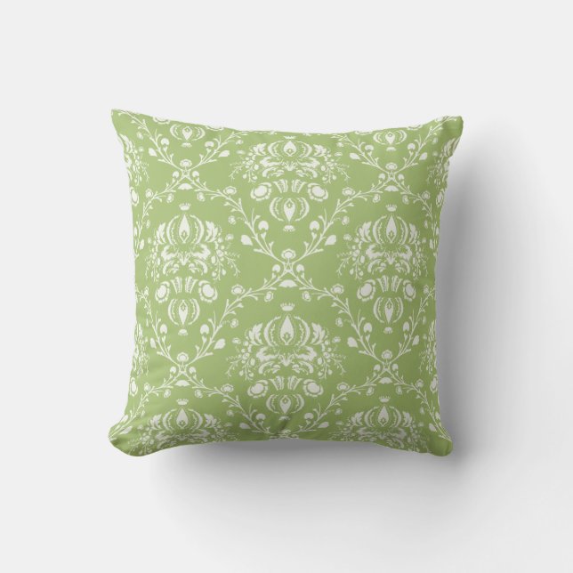 Cojín Decorativo Moss Green Damask (Anverso)