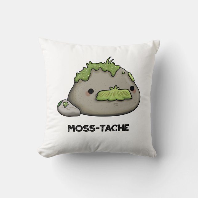 Cojín Decorativo Moss-tache Funny Mustache Pun (Anverso)