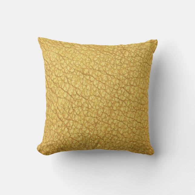 Cojín Decorativo mostaza amarilla sólida ocre Faux Leather (Anverso)