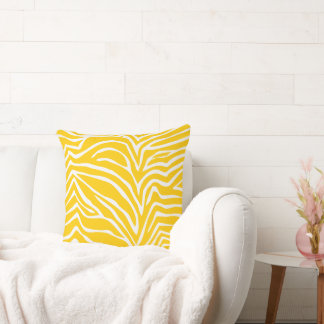 Cojín Decorativo Mostaza Amarillo Abajo Cebra Blanca O Cualquier Pi
