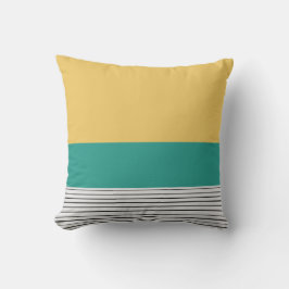 Cojín Decorativo Mostaza y patrón verde azulado