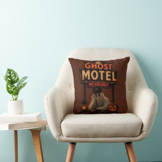 Cojín Decorativo Motel Embrujado Neon Vintage Halloween Espeluznant