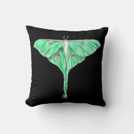 Cojín Decorativo Moth Lunar Verde Ilustrado