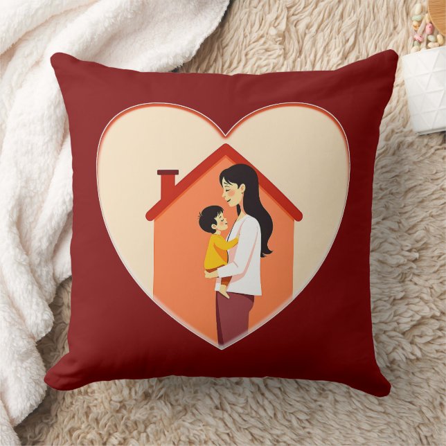 Cojín Decorativo Mother and Child Love Illustration – Warm Family (Manta)