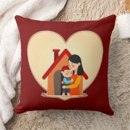 Cojín Decorativo Mother and Child Love Illustration – Warm Family