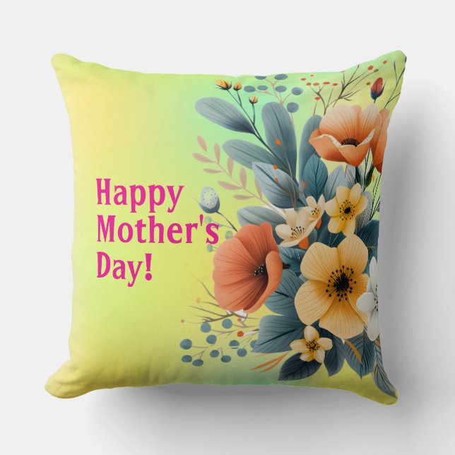 Cojín Decorativo Mother's Day Boho Flowers Clipart-61983 (Anverso)