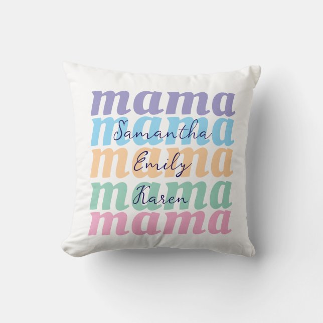 Cojín Decorativo Mothers day custom kids name MAMA gift (Anverso)