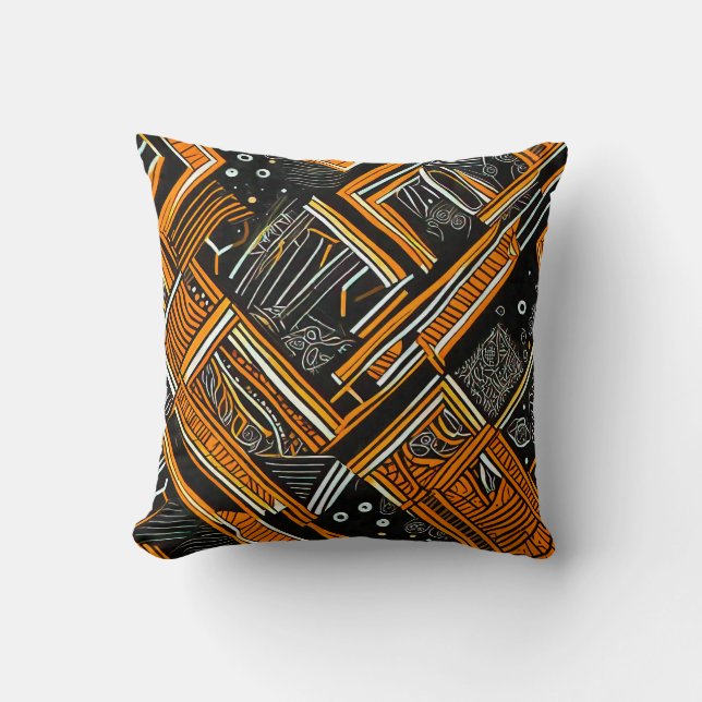 Cojín Decorativo Motif africain noir et orange (Anverso)
