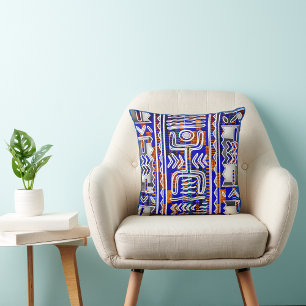 Cojín Decorativo Motif de baile geométrico de tela de Kuba afrocént
