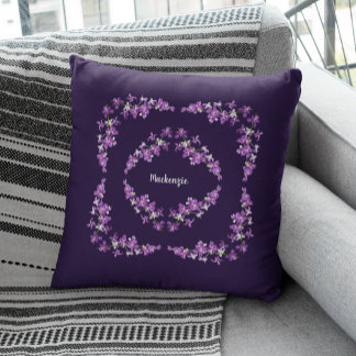 Cojín Decorativo Motif de orquídeas púrpura personalizadas