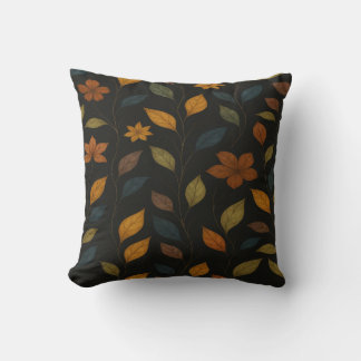 Cojín Decorativo Motif Floral Automnal sur Fond Noir