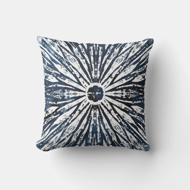 Cojín Decorativo Motif radial de tinta índigo (Anverso)