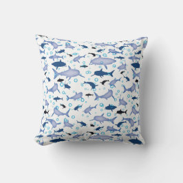 Cojín Decorativo Motif Repetidor Blanco Y Azul | Patrón de tiburón