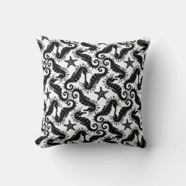 Cojín Decorativo Motif Repetidor Blanco Y Negro | Patrón caballito 